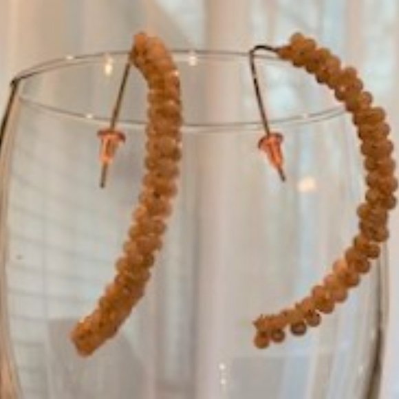 NWOT BEAUTIFUL PINK EARRINGS with Gold and Semiprecious Gems - Picture 1 of 4